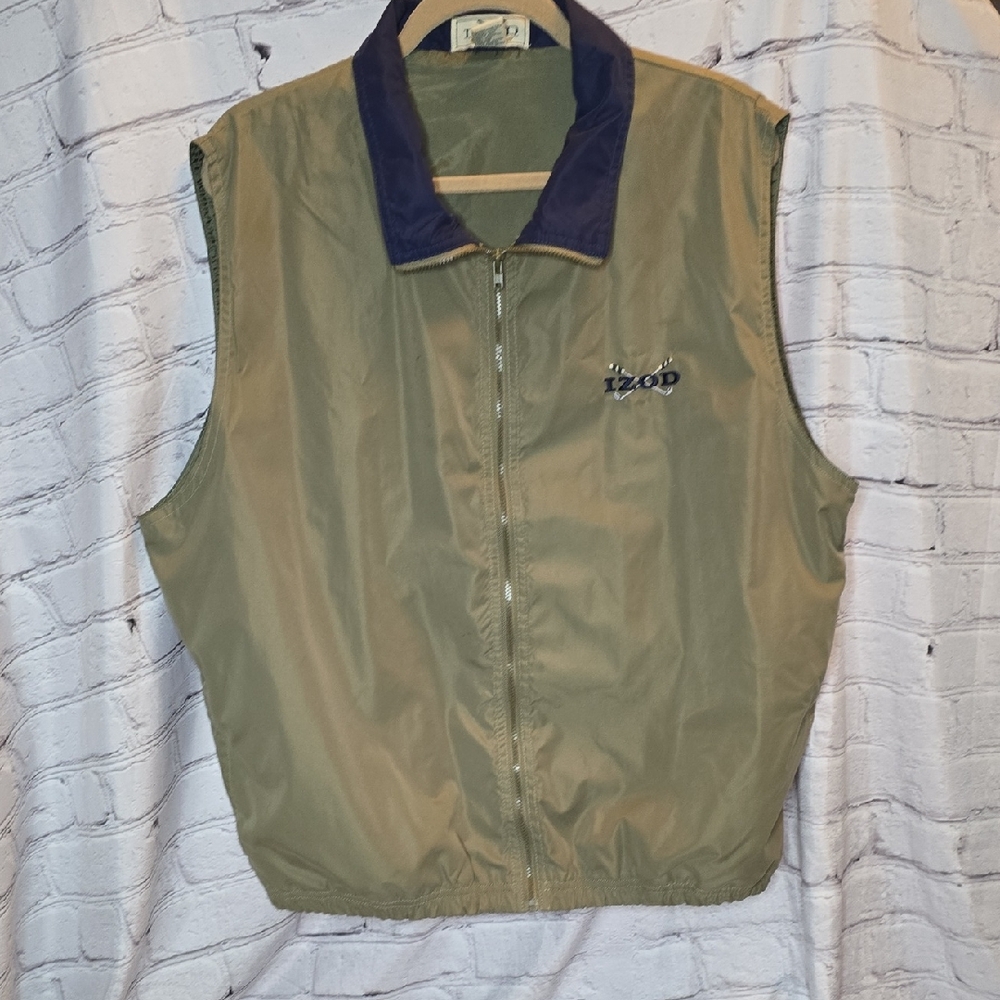 Izod Tan and Blue Utility Vest